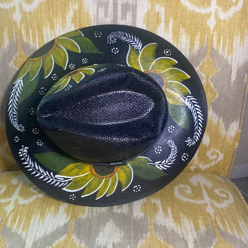 Black hand painted hat